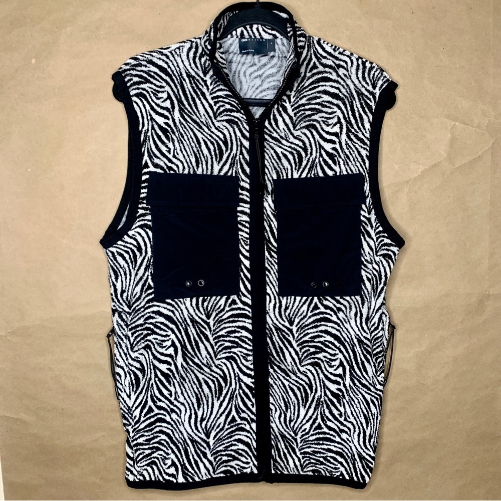 ASOS DESIGN Throw-on Apparel All-over Animal Zebra Print High Collar Zip Vest